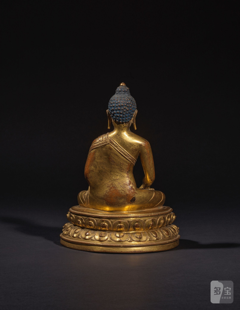 STATUETTE DE BOUDDHA SHAKYAMUNI EN BRONZE DORÉ - 图3